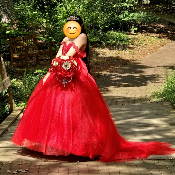 Elegant Red Princess Dress for Kids
